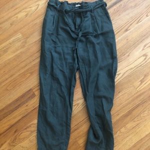 Women green paper bag pants, size M, the Loft